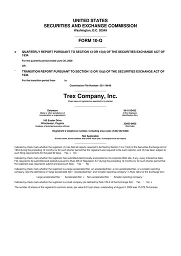 Miniature Trex 10-Q Rapport trimestriel  