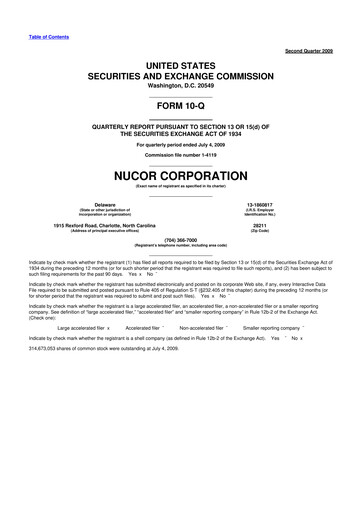 Thumbnail Nucor
 10-Q Quarterly Report FY 