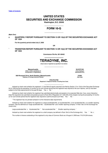 Thumbnail Teradyne 10-Q Quarterly Report FY 