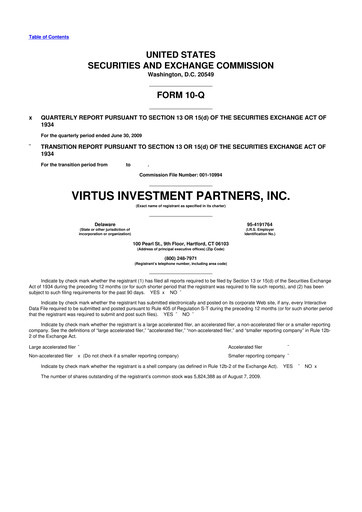 Thumbnail Virtus Investment Partners 10-Q Quarterly Report FY 