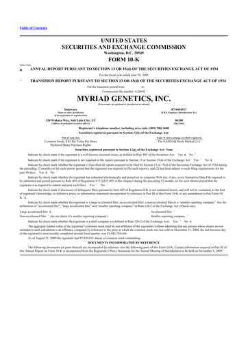 Thumbnail Myriad Genetics 10-K Annual Report 