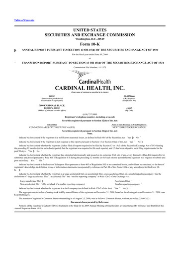 Thumbnail Cardinal Health 10-K Annual Report 