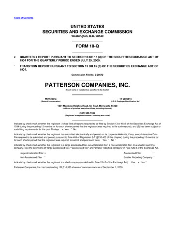 Miniature Patterson Companies
 10-Q Rapport trimestriel  