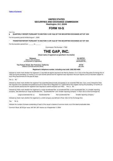 Thumbnail Gap Inc.
 10-Q Quarterly Report FY 