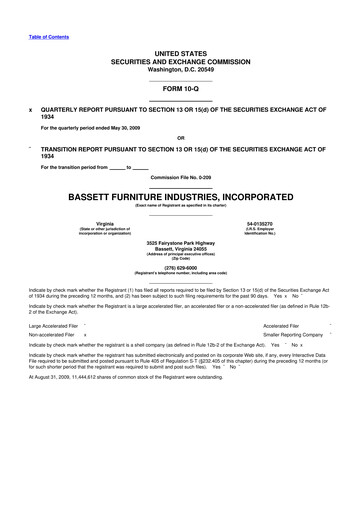 Thumbnail Bassett Furniture 10-Q Quarterly Report FY 
