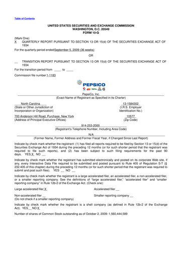 Thumbnail Pepsico 10-Q Quarterly Report FY 