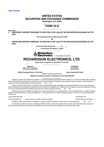 Thumbnail Richardson Electronics 10-Q Quarterly Report FY 