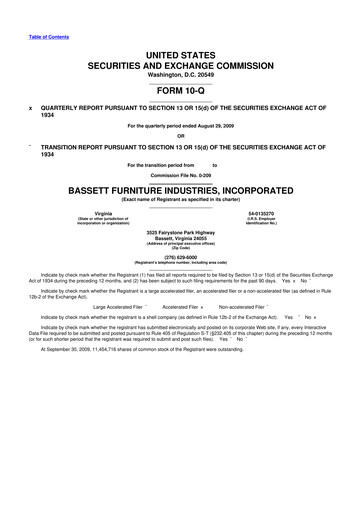 Thumbnail Bassett Furniture 10-Q Quarterly Report FY 
