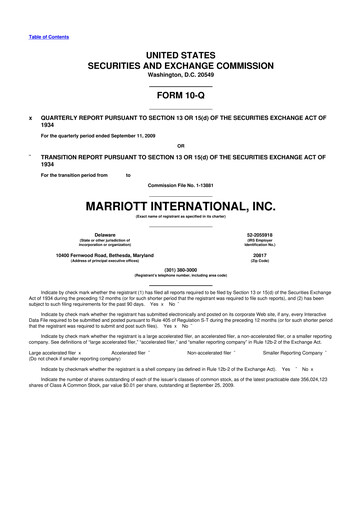 Thumbnail Marriott International 10-Q Quarterly Report FY 