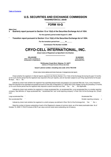 Thumbnail Cryo-Cell International 10-Q Quarterly Report FY 