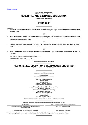 Thumbnail New Oriental 20-F Annual Report 