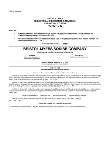 Thumbnail Bristol-Myers Squibb 10-Q Quarterly Report FY 