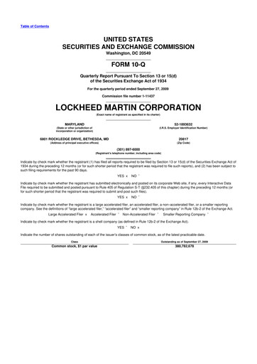 Thumbnail Lockheed Martin 10-Q Quarterly Report FY 