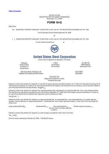 Thumbnail U.S. Steel
 10-Q Quarterly Report FY 