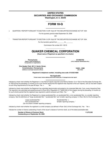 Thumbnail Quaker Houghton 10-Q Quarterly Report FY 