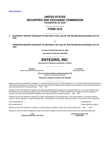 Vorschaubild Entegris 10-Q Quartalsbericht  