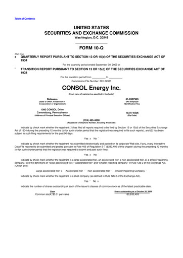 Thumbnail CNX Resources
 10-Q Quarterly Report FY 