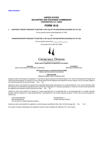 Thumbnail Churchill Downs 10-Q Quarterly Report FY 