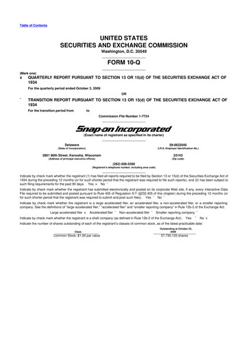 Thumbnail Snap-on 10-Q Quarterly Report FY 