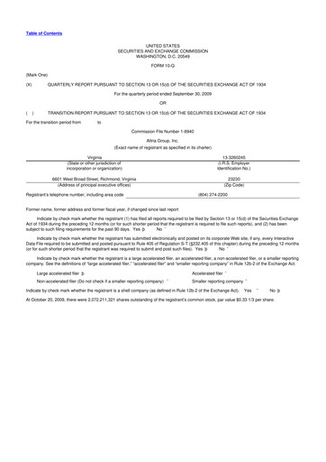 Vorschaubild Altria Group 10-Q Quartalsbericht  