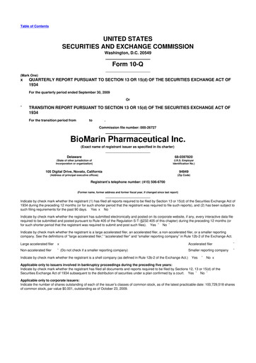 Thumbnail BioMarin Pharmaceutical 10-Q Quarterly Report FY 