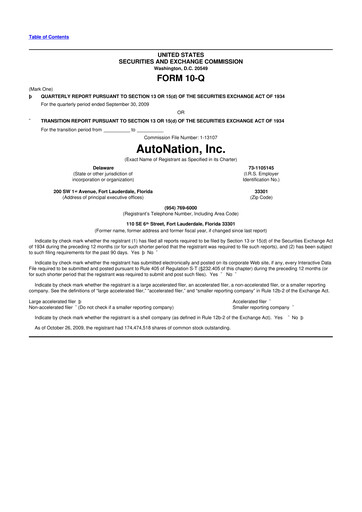 Thumbnail AutoNation 10-Q Quarterly Report FY 