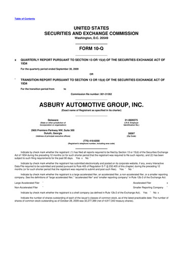 Thumbnail Asbury Automotive Group 10-Q Quarterly Report FY 