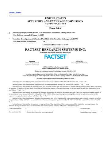 Thumbnail FactSet 10-K Annual Report 
