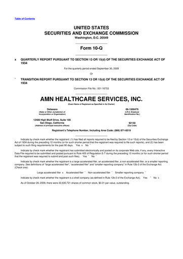 Thumbnail AMN Healthcare Services 10-Q Quarterly Report FY 