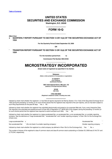 Thumbnail Strategy 
 (MicroStrategy) 10-Q Quarterly Report FY 