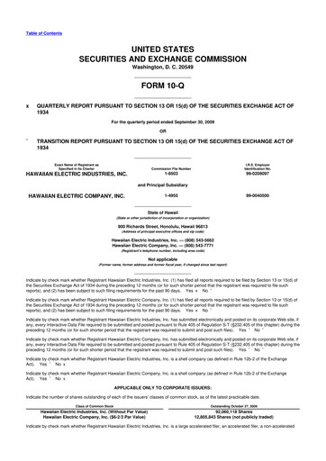 Thumbnail Hawaiian Electric Industries 10-Q Quarterly Report FY 