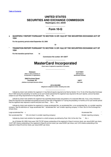 Thumbnail Mastercard 10-Q Quarterly Report FY 