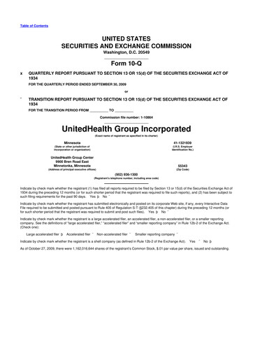 Thumbnail UnitedHealth 10-Q Quarterly Report FY 