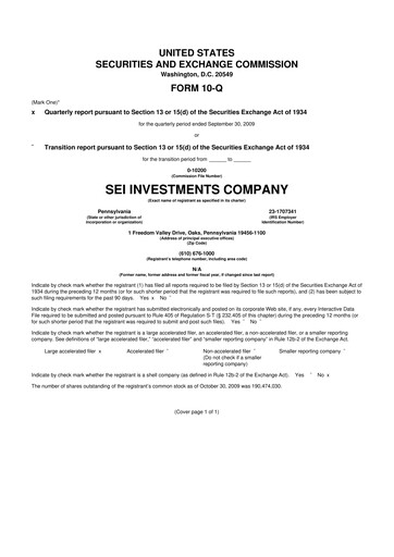 Thumbnail SEI Investments 10-Q Quarterly Report FY 