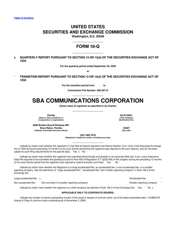 Thumbnail SBA Communications 10-Q Quarterly Report FY 