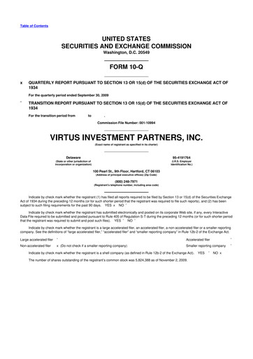 Thumbnail Virtus Investment Partners 10-Q Quarterly Report FY 
