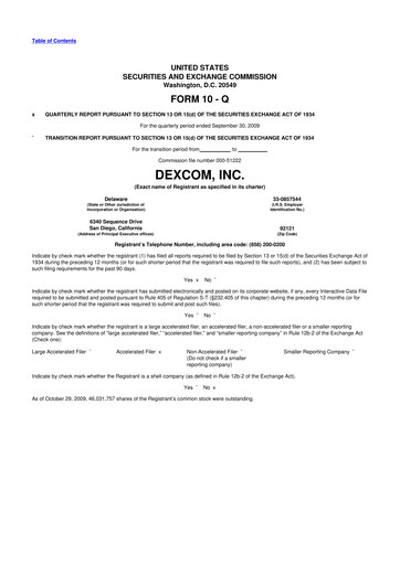 Thumbnail DexCom 10-Q Quarterly Report FY 