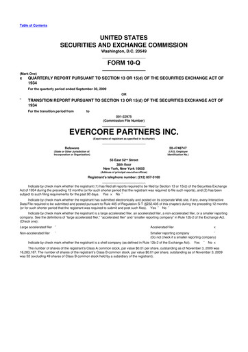 Vorschaubild Evercore 10-Q Quartalsbericht  