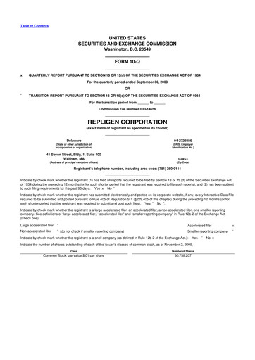 Thumbnail Repligen
 10-Q Quarterly Report FY 