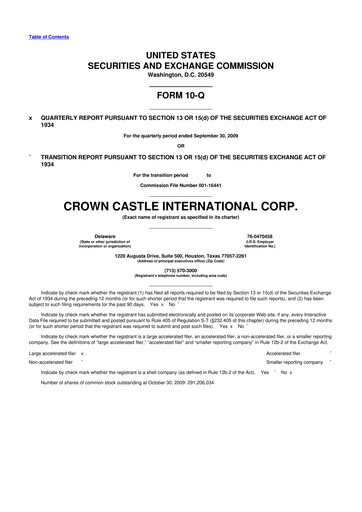 Thumbnail Crown Castle 10-Q Quarterly Report FY 