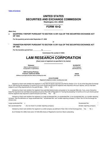 Thumbnail Lam Research 10-Q Quarterly Report FY 