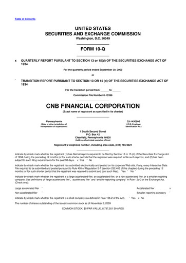 Thumbnail CNB Financial Corp 10-Q Quarterly Report FY 