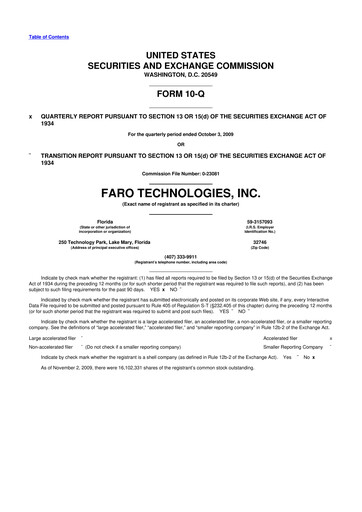 Thumbnail Faro Technologies
 10-Q Quarterly Report FY 