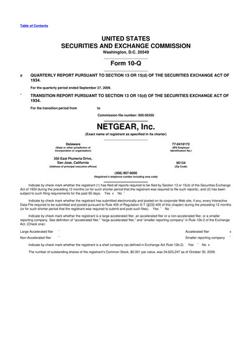 Thumbnail NETGEAR 10-Q Quarterly Report FY 