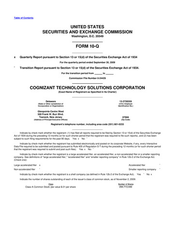 Thumbnail Cognizant Technology Solutions  10-Q Quarterly Report FY 
