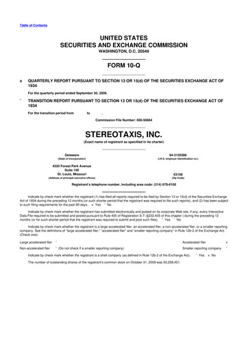Thumbnail Stereotaxis 10-Q Quarterly Report FY 