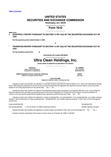 Vorschaubild UCT (Ultra Clean Holdings) 10-Q Quartalsbericht  