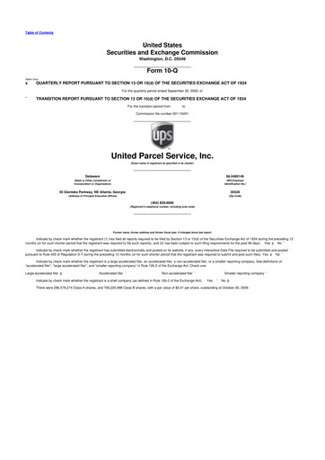 Thumbnail United Parcel Service 10-Q Quarterly Report FY 