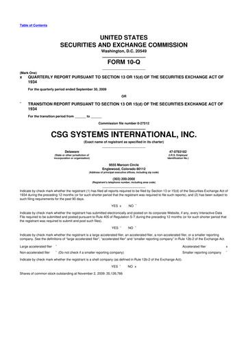 Thumbnail CSG International
 10-Q Quarterly Report FY 
