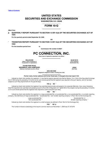 Thumbnail PC Connection
 10-Q Quarterly Report FY 